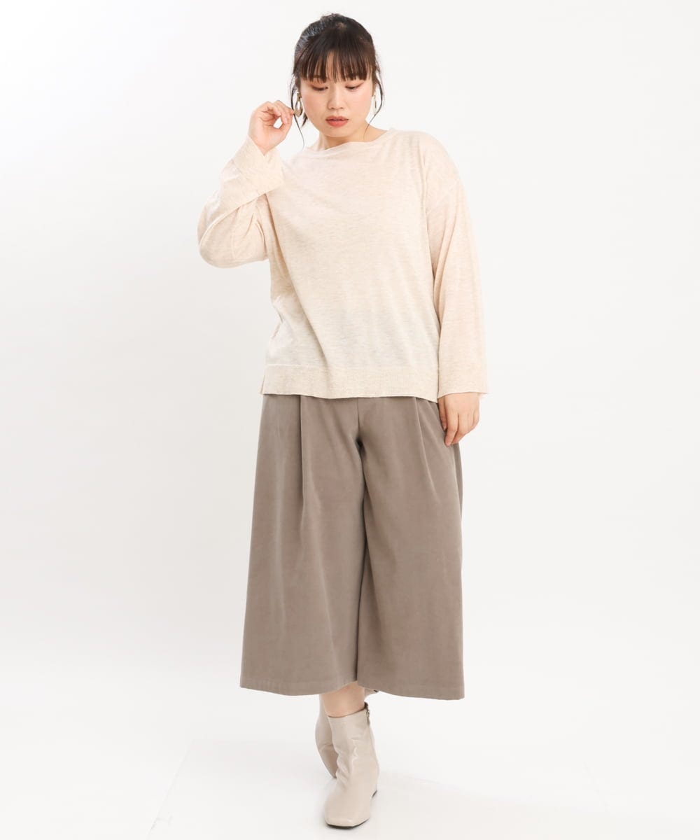 OLLKS07099 eur3(エウルキューブ) 【大きいサイズ】サンディングワイドパンツ モカ(84)