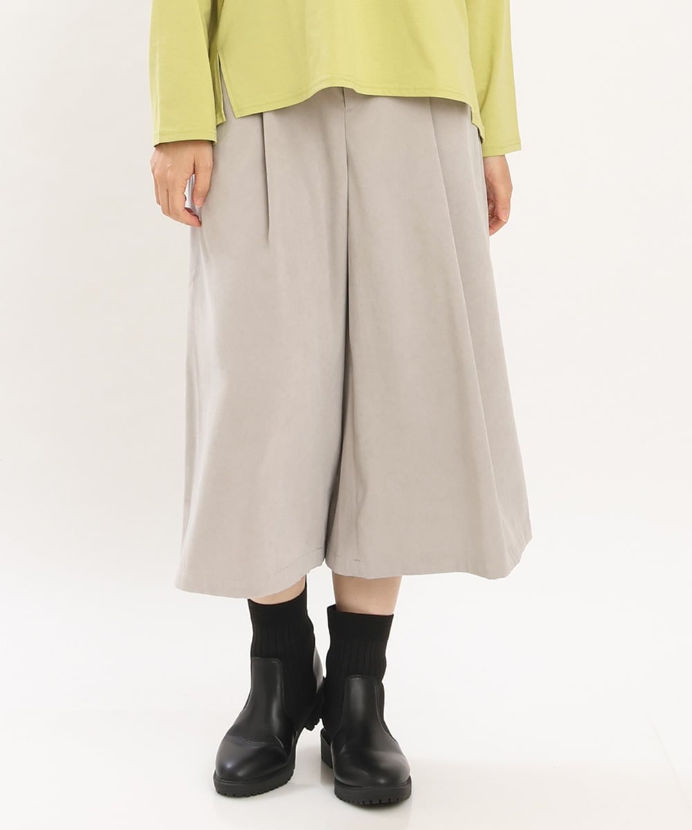 OLLKS07099 eur3(エウルキューブ) 【大きいサイズ】サンディングワイドパンツ ライトグレー(91)