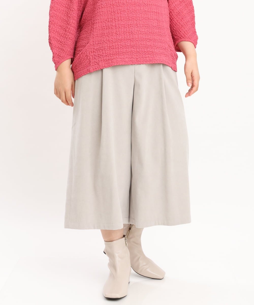 OLLKS07099 eur3(エウルキューブ) 【大きいサイズ】サンディングワイドパンツ ライトグレー(91)