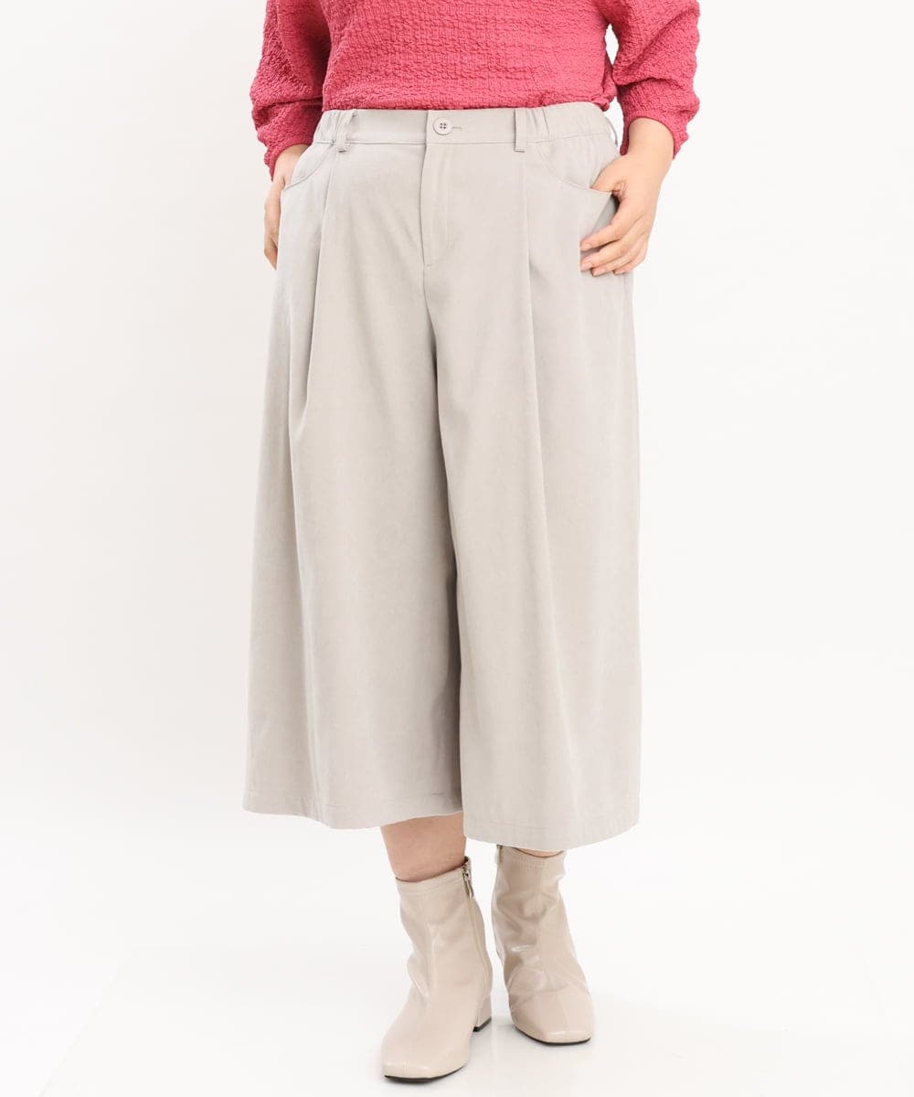OLLKS07099 eur3(エウルキューブ) 【大きいサイズ】サンディングワイドパンツ ライトグレー(91)