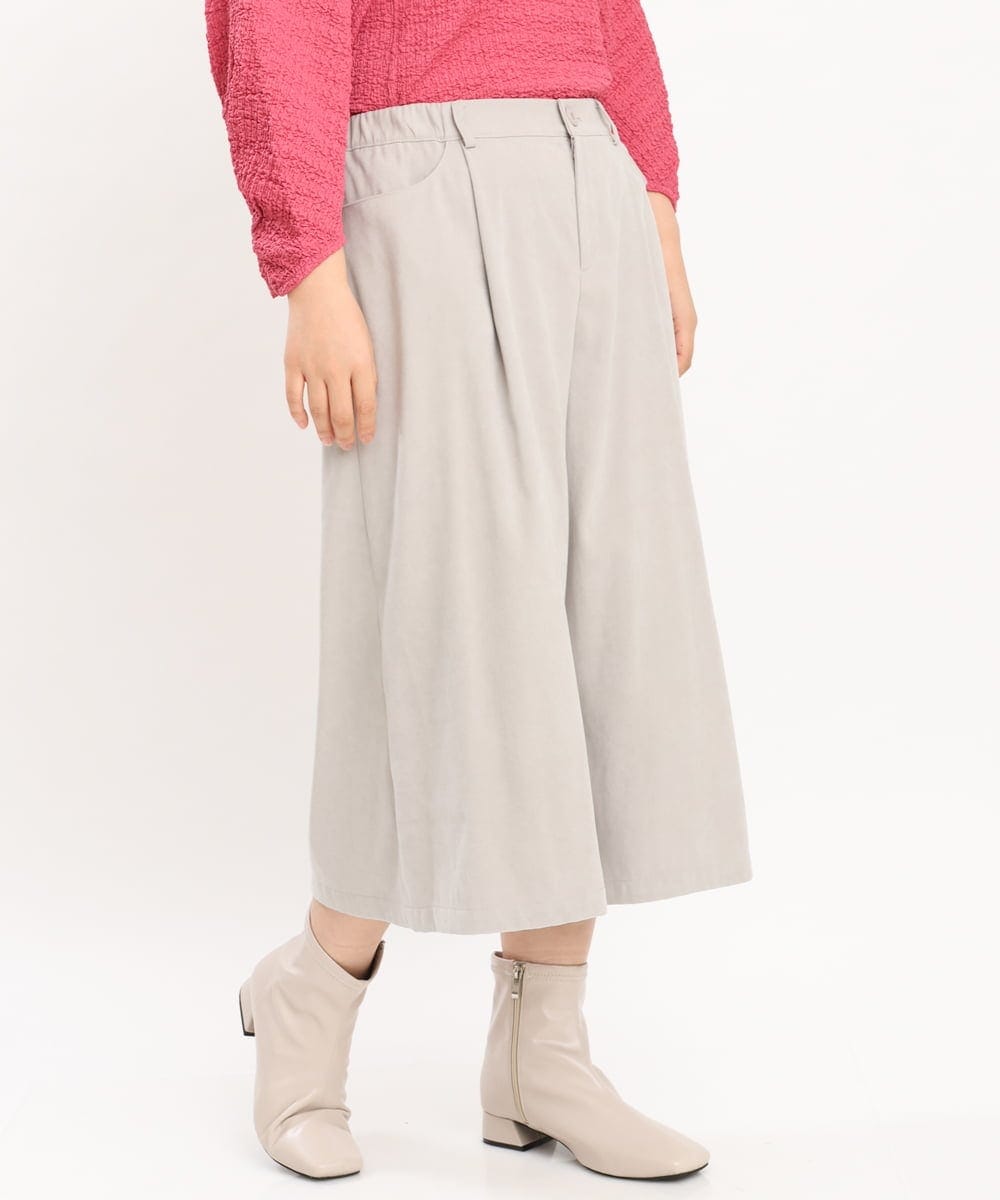 OLLKS07099 eur3(エウルキューブ) 【大きいサイズ】サンディングワイドパンツ ライトグレー(91)