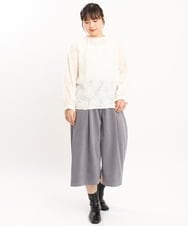 OLLKS07099 eur3(エウルキューブ) 【大きいサイズ】サンディングワイドパンツ ダークグレー(93)