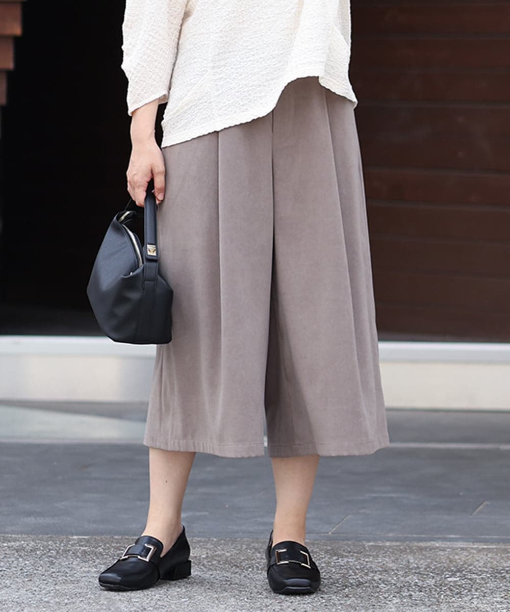 OLLKS07099 eur3(エウルキューブ) 【大きいサイズ】サンディングワイドパンツ ダークグレー(93)