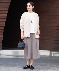 OLLKS07099 eur3(エウルキューブ) 【大きいサイズ】サンディングワイドパンツ ダークグレー(93)