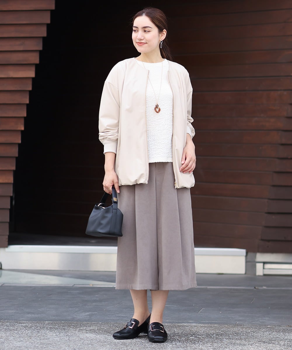 OLLKS07099 eur3(エウルキューブ) 【大きいサイズ】サンディングワイドパンツ ダークグレー(93)