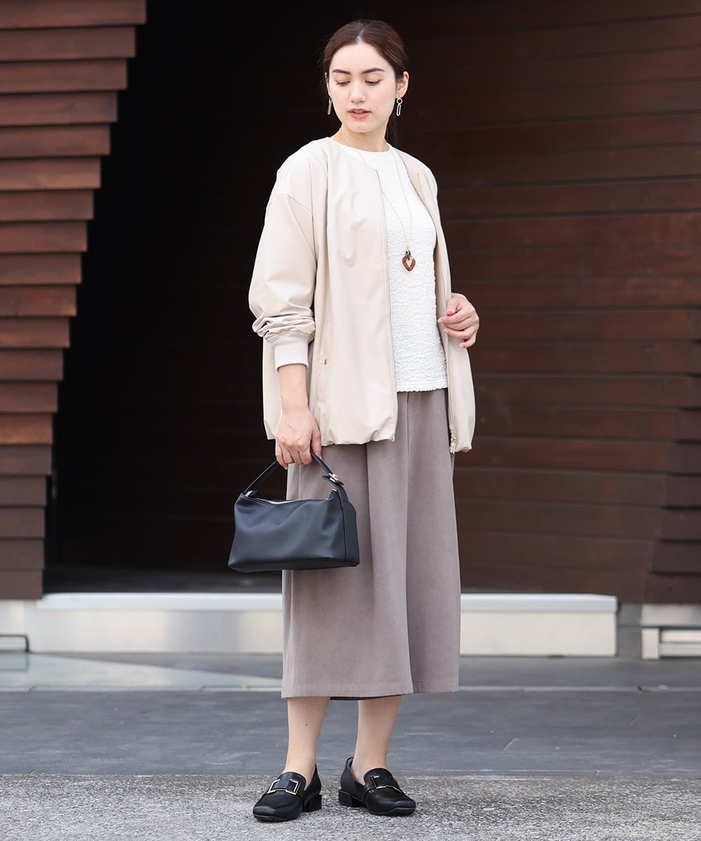 OLLKS07099 eur3(エウルキューブ) 【大きいサイズ】サンディングワイドパンツ ダークグレー(93)