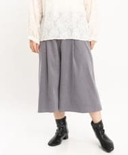 OLLKS07099 eur3(エウルキューブ) 【大きいサイズ】サンディングワイドパンツ ダークグレー(93)