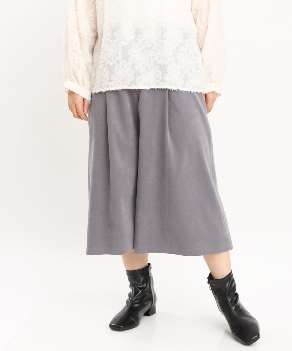 OLLKS07099 eur3(エウルキューブ) 【大きいサイズ】サンディングワイドパンツ ダークグレー(93)