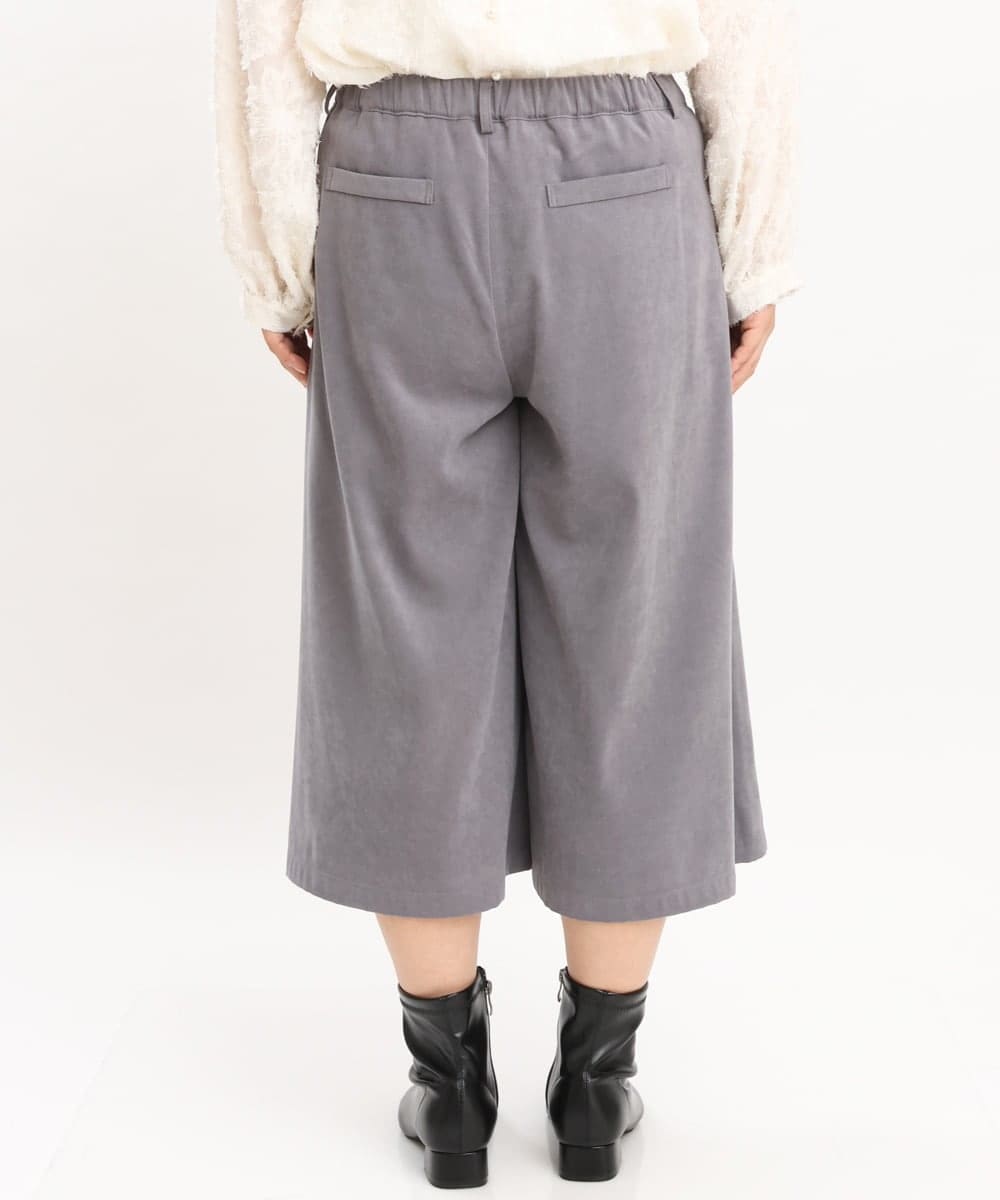 OLLKS07099 eur3(エウルキューブ) 【大きいサイズ】サンディングワイドパンツ ダークグレー(93)