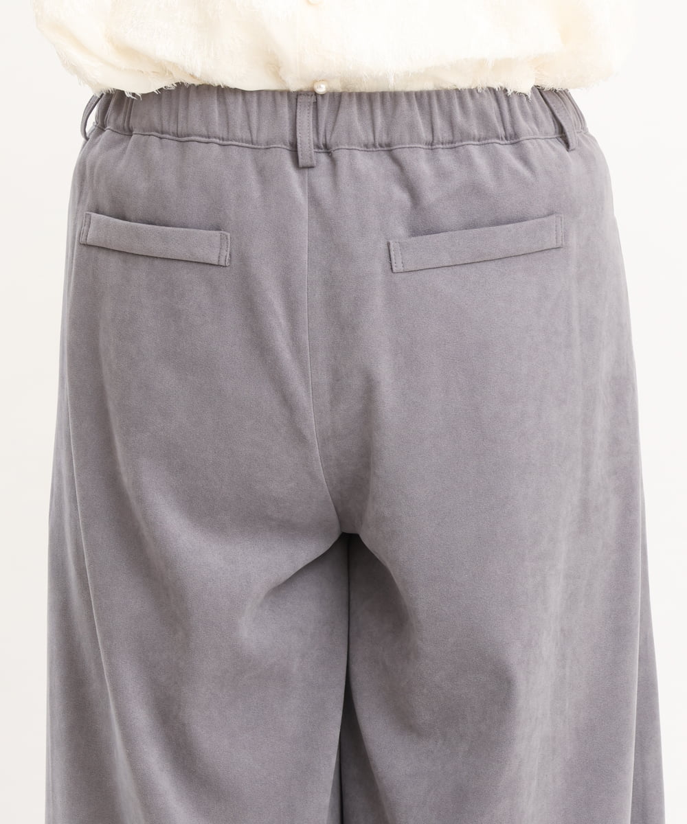 OLLKS07099 eur3(エウルキューブ) 【大きいサイズ】サンディングワイドパンツ ダークグレー(93)