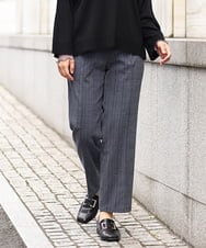 OLLKS14119 eur3(エウルキューブ) 【大きいサイズ】センタープレスチェック柄パンツ ブルー(55)