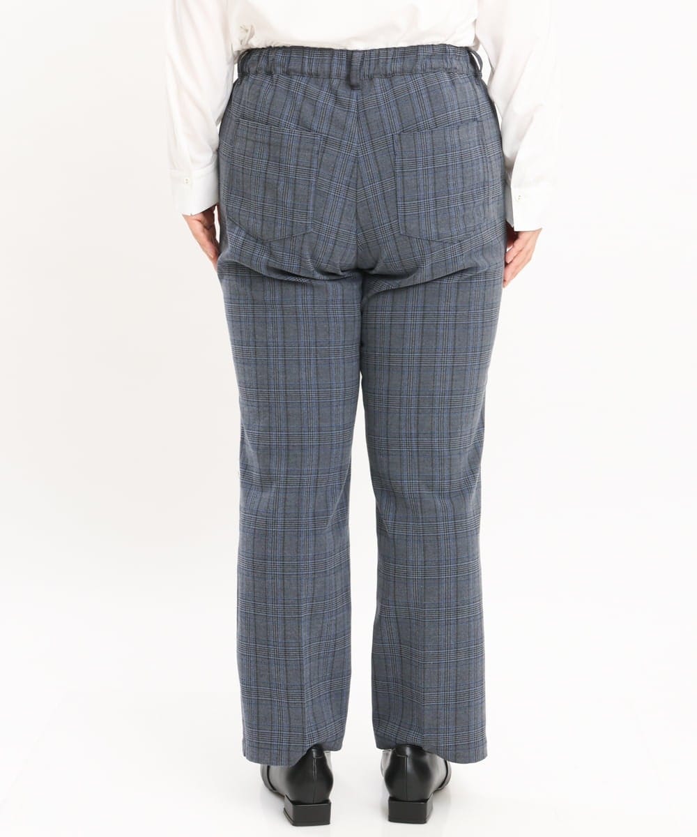 OLLKS14119 eur3(エウルキューブ) 【大きいサイズ】センタープレスチェック柄パンツ ブルー(55)