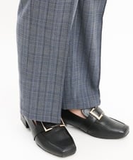 OLLKS14119 eur3(エウルキューブ) 【大きいサイズ】センタープレスチェック柄パンツ ブルー(55)
