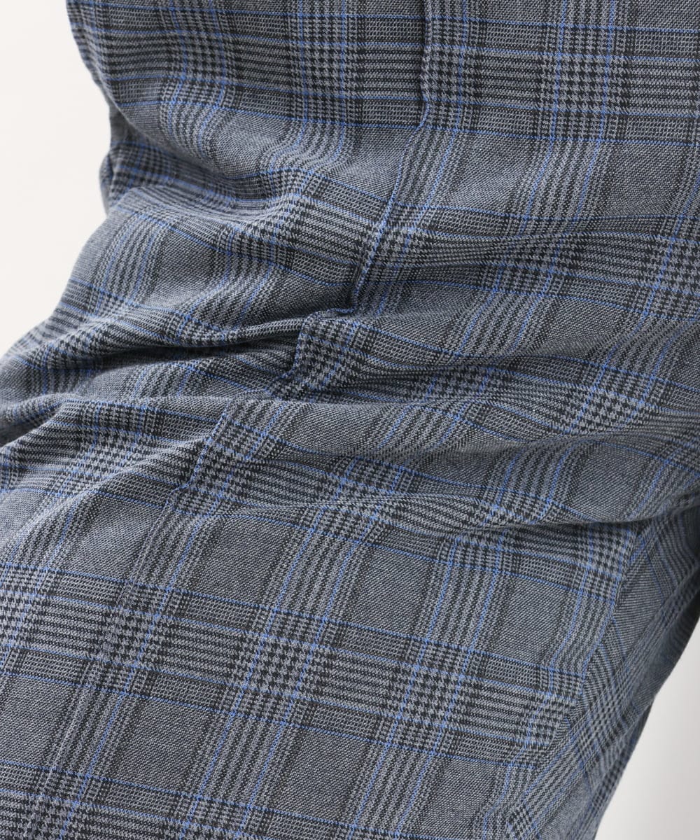 OLLKS14119 eur3(エウルキューブ) 【大きいサイズ】センタープレスチェック柄パンツ ブルー(55)