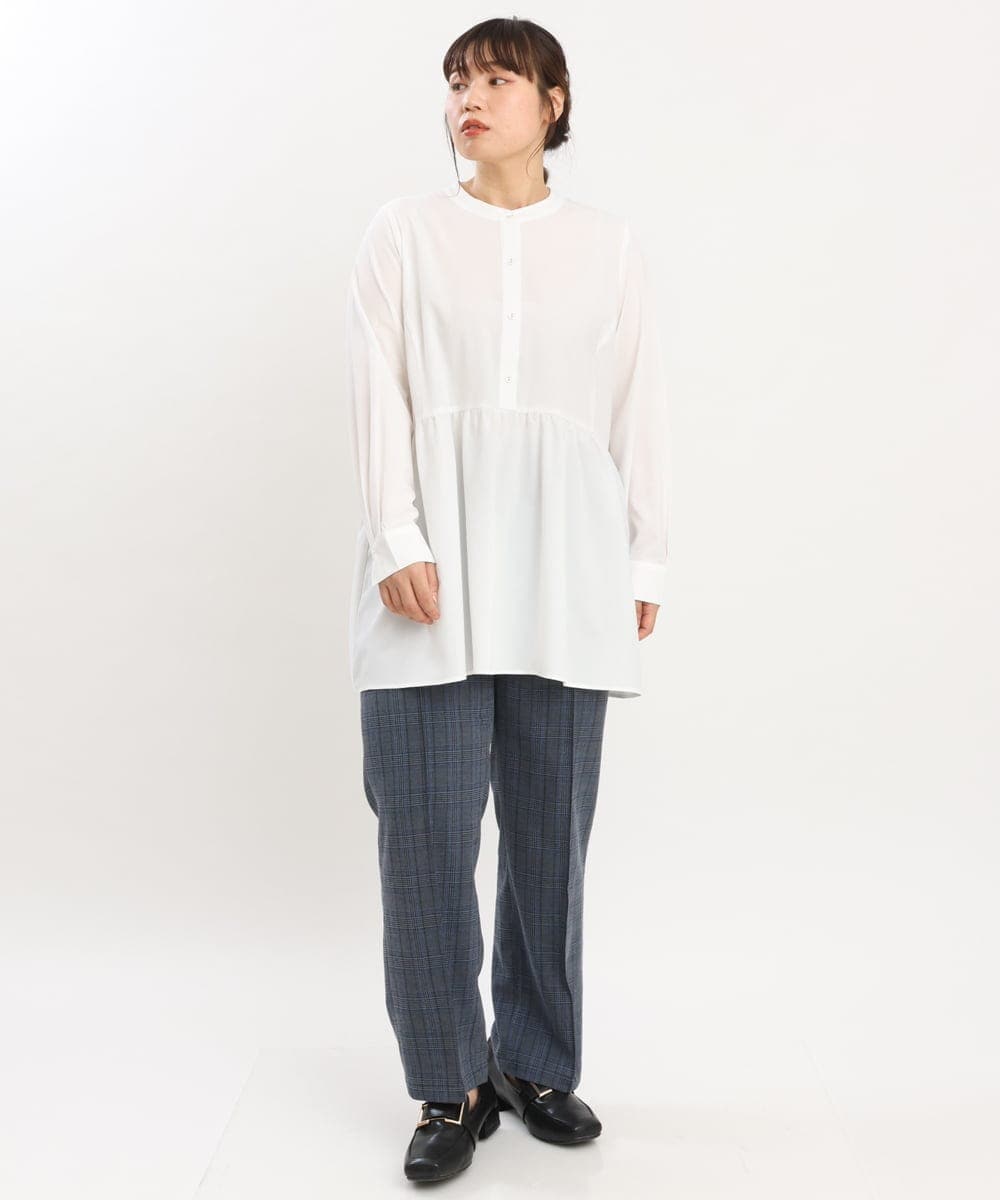 OLLKS14119 eur3(エウルキューブ) 【大きいサイズ】センタープレスチェック柄パンツ ブルー(55)