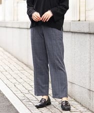 OLLKS14119 eur3(エウルキューブ) 【大きいサイズ】センタープレスチェック柄パンツ ブルー(55)