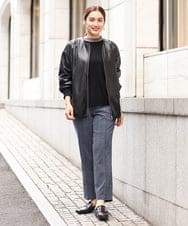 OLLKS14119 eur3(エウルキューブ) 【大きいサイズ】センタープレスチェック柄パンツ ブルー(55)