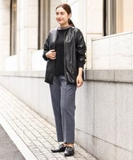 OLLKS14119 eur3(エウルキューブ) 【大きいサイズ】センタープレスチェック柄パンツ ブルー(55)