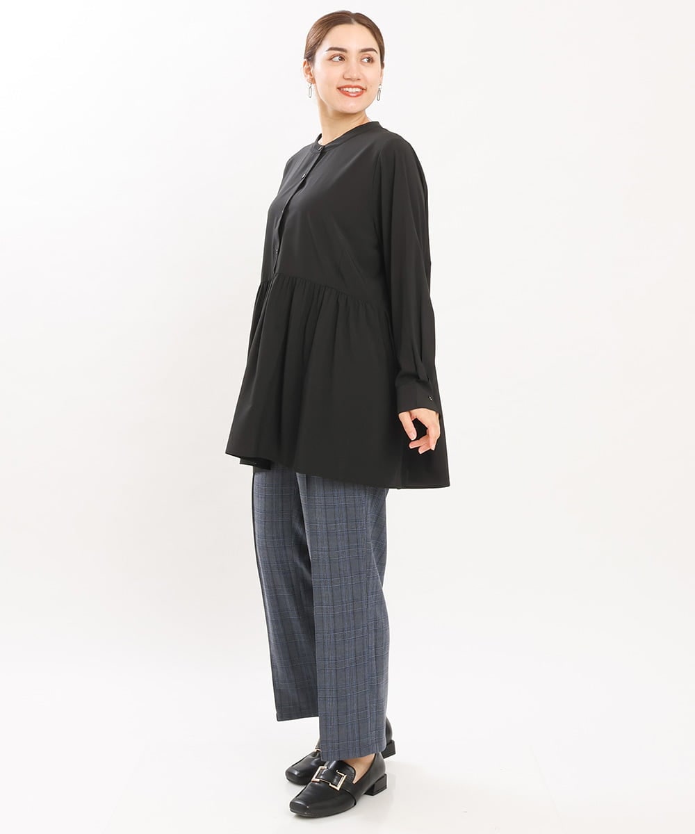 OLLKS14119 eur3(エウルキューブ) 【大きいサイズ】センタープレスチェック柄パンツ ブルー(55)