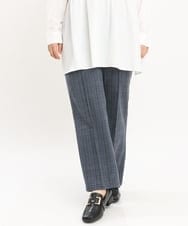 OLLKS14119 eur3(エウルキューブ) 【大きいサイズ】センタープレスチェック柄パンツ ブルー(55)