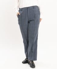 OLLKS14119 eur3(エウルキューブ) 【大きいサイズ】センタープレスチェック柄パンツ ブルー(55)