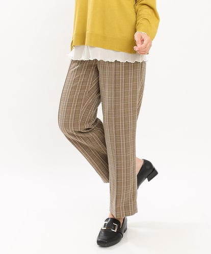 OLLKS14119 eur3 【大きいサイズ】センタープレスチェック柄パンツ