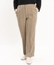 OLLKS14119 eur3(エウルキューブ) 【大きいサイズ】センタープレスチェック柄パンツ ブラウン(87)
