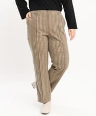 OLLKS14119 eur3(エウルキューブ) 【大きいサイズ】センタープレスチェック柄パンツ ブラウン(87)