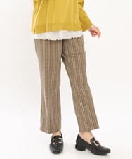 OLLKS14119 eur3(エウルキューブ) 【大きいサイズ】センタープレスチェック柄パンツ ブラウン(87)