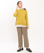 OLLKS14119 eur3(エウルキューブ) 【大きいサイズ】センタープレスチェック柄パンツ ブラウン(87)