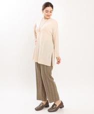 OLLKS14119 eur3(エウルキューブ) 【大きいサイズ】センタープレスチェック柄パンツ ブラウン(87)