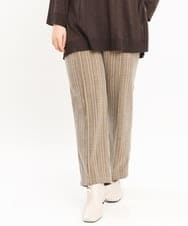OLLKS14119 eur3(エウルキューブ) 【大きいサイズ】センタープレスチェック柄パンツ ブラウン(87)