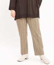 OLLKS14119 eur3(エウルキューブ) 【大きいサイズ】センタープレスチェック柄パンツ ブラウン(87)