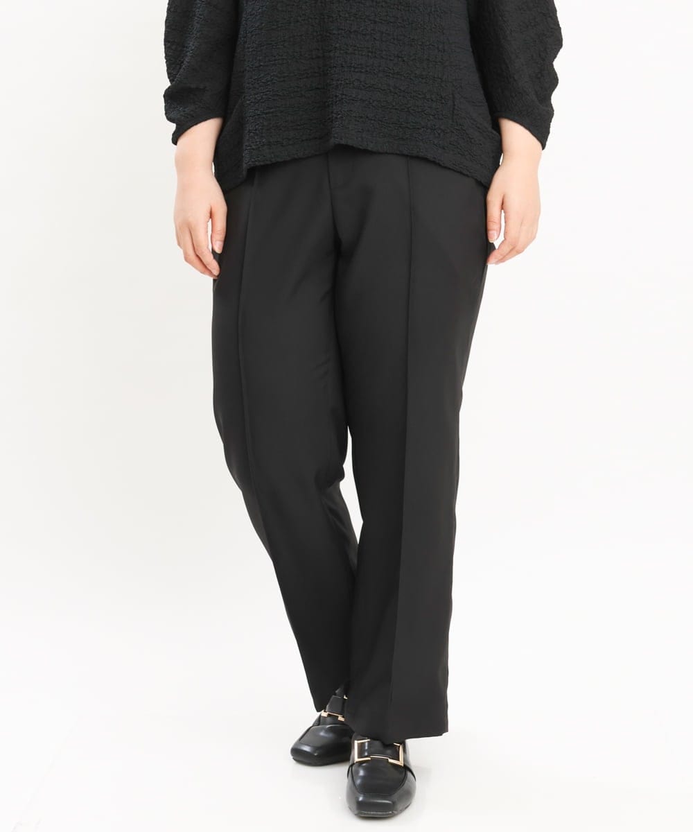 OLLKS14119 eur3(エウルキューブ) 【大きいサイズ】センタープレスチェック柄パンツ ブラック(94)