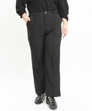 OLLKS14119 eur3(エウルキューブ) 【大きいサイズ】センタープレスチェック柄パンツ ブラック(94)