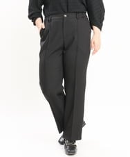 OLLKS14119 eur3(エウルキューブ) 【大きいサイズ】センタープレスチェック柄パンツ ブラック(94)