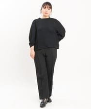OLLKS14119 eur3(エウルキューブ) 【大きいサイズ】センタープレスチェック柄パンツ ブラック(94)
