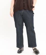 OLLKS15099 eur3(エウルキューブ) 【大きいサイズ】ストレートデニムパンツ ネイビー(57)