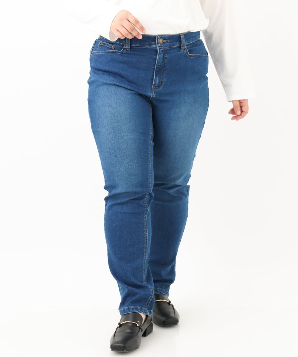 OLLKV04089 eur3(エウルキューブ) 【大きいサイズ】ストレッチスリムデニムパンツ ブルー(55)