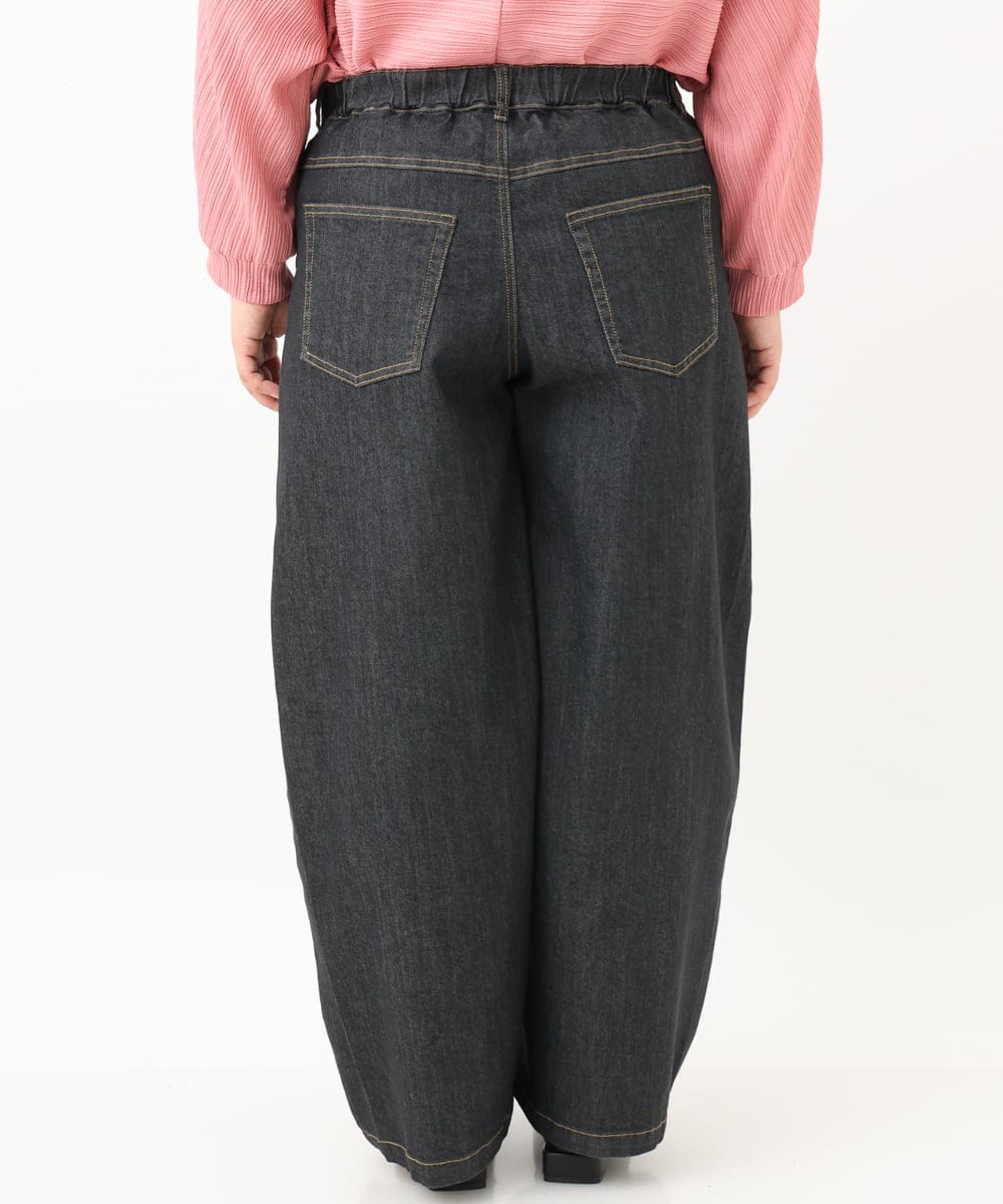 OLLKV05109 eur3(エウルキューブ) 【大きいサイズ】カーブデニムパンツ ブラック(94)
