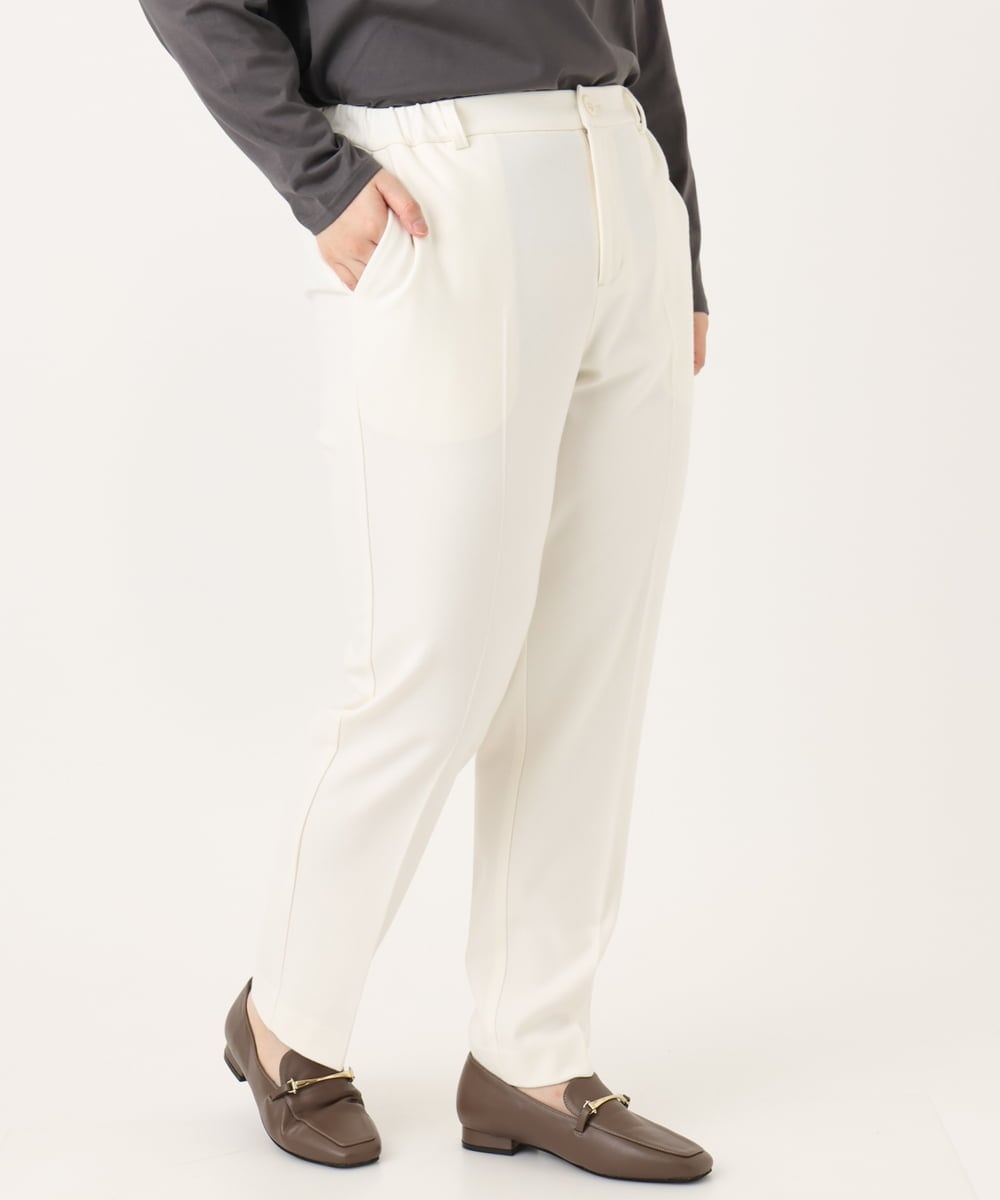 OLLLA10099 eur3(エウルキューブ) 【WEB先行販売】【大きいサイズ】ロイヤルヒート裏起毛ストレートパンツ ホワイト(90)
