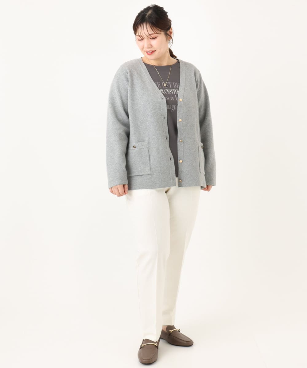 OLLLA10099 eur3(エウルキューブ) 【WEB先行販売】【大きいサイズ】ロイヤルヒート裏起毛ストレートパンツ ホワイト(90)