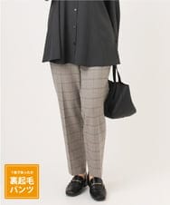 OLLLA10099 eur3(エウルキューブ) 【WEB先行販売】【大きいサイズ】ロイヤルヒート裏起毛ストレートパンツ ライトグレー(91)