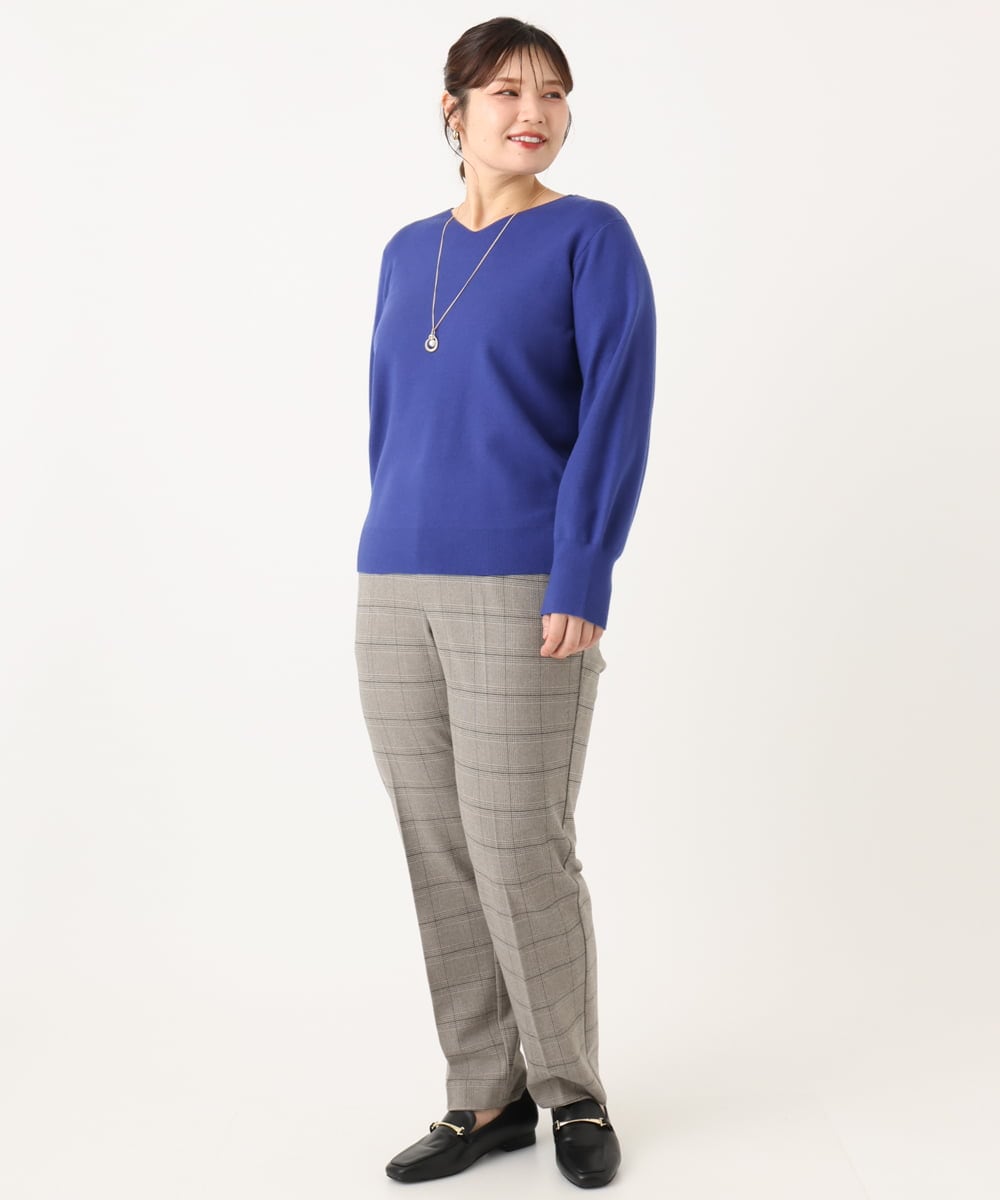 OLLLA10099 eur3(エウルキューブ) 【WEB先行販売】【大きいサイズ】ロイヤルヒート裏起毛ストレートパンツ ライトグレー(91)