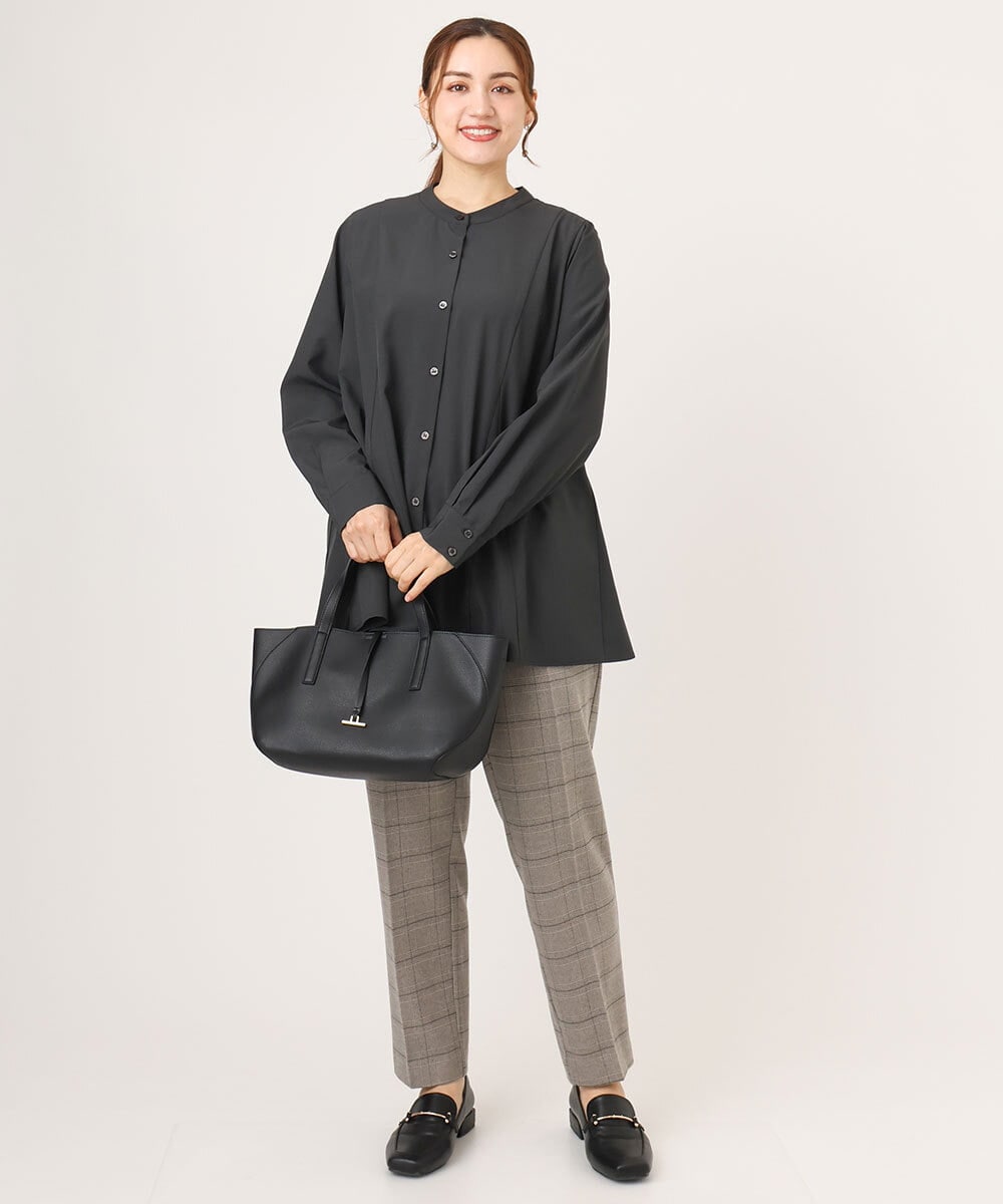 OLLLA10099 eur3(エウルキューブ) 【WEB先行販売】【大きいサイズ】ロイヤルヒート裏起毛ストレートパンツ ライトグレー(91)