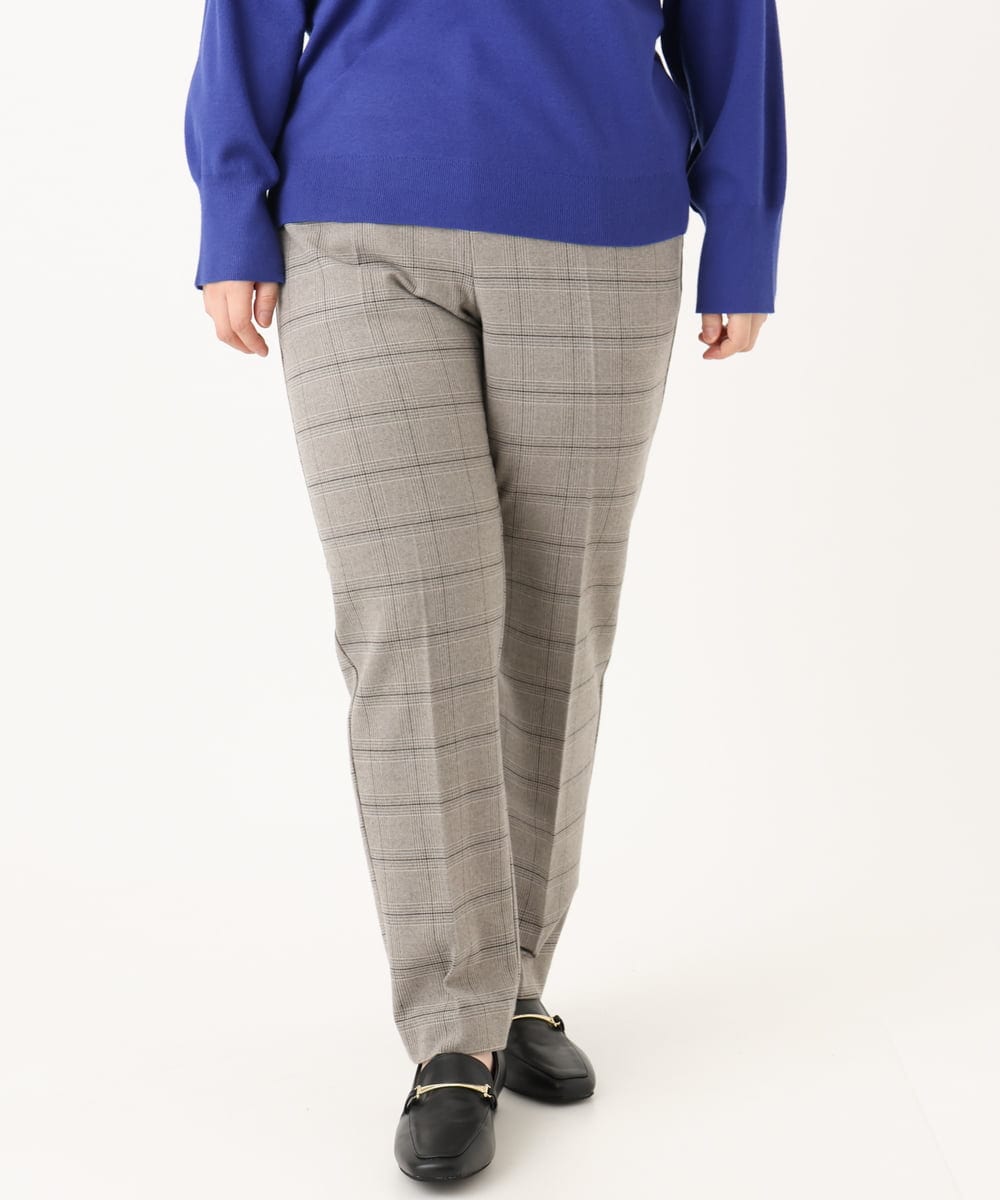 OLLLA10099 eur3(エウルキューブ) 【WEB先行販売】【大きいサイズ】ロイヤルヒート裏起毛ストレートパンツ ライトグレー(91)