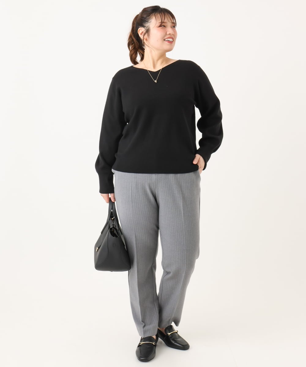 OLLLA10099 eur3(エウルキューブ) 【WEB先行販売】【大きいサイズ】ロイヤルヒート裏起毛ストレートパンツ ダークグレー(93)