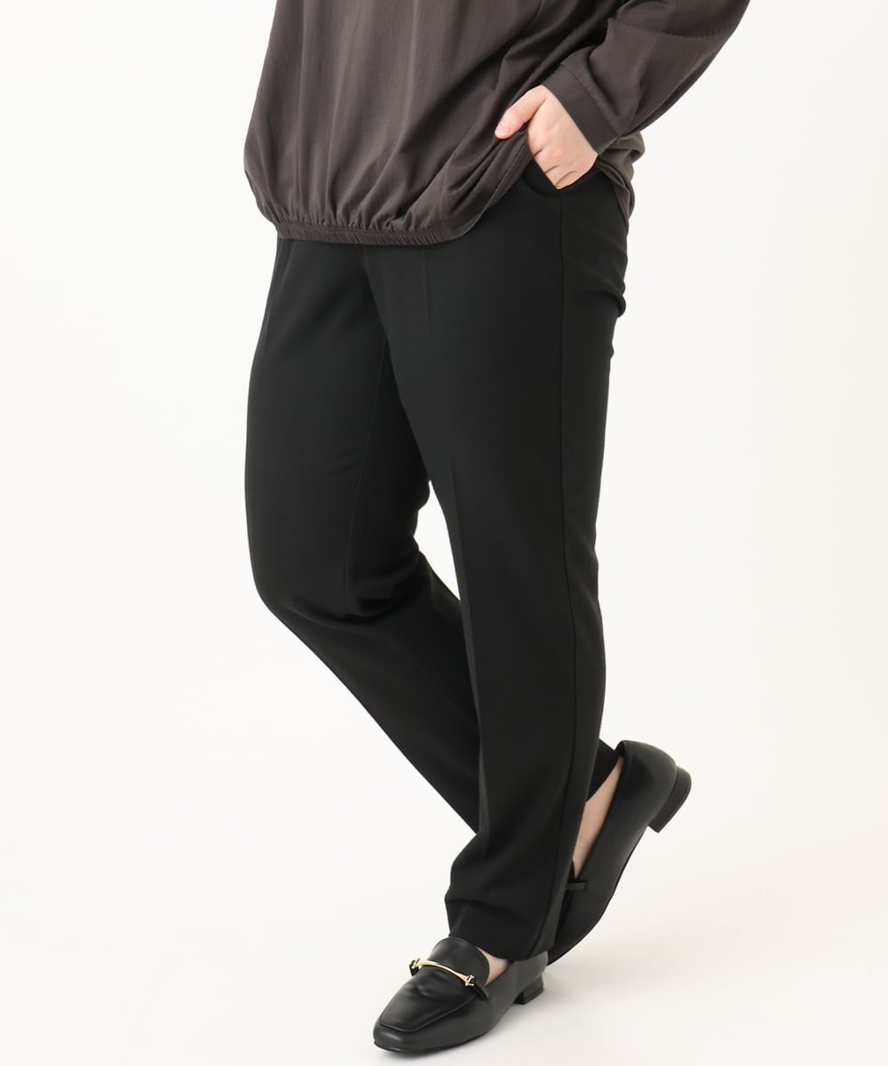 OLLLA10099 eur3(エウルキューブ) 【WEB先行販売】【大きいサイズ】ロイヤルヒート裏起毛ストレートパンツ ブラック(94)