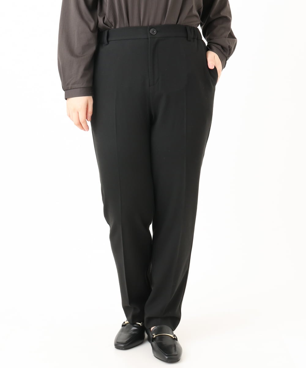 OLLLA10099 eur3(エウルキューブ) 【WEB先行販売】【大きいサイズ】ロイヤルヒート裏起毛ストレートパンツ ブラック(94)