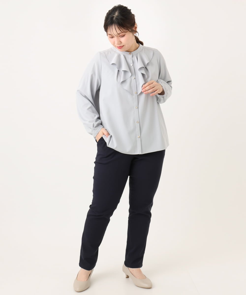 OLLLA16089 eur3(エウルキューブ) 【WEB先行販売】【シリーズ累計販売2万枚！/大きいサイズ】さらさらストレッチ裏起毛テーパードパンツ ネイビー(57)